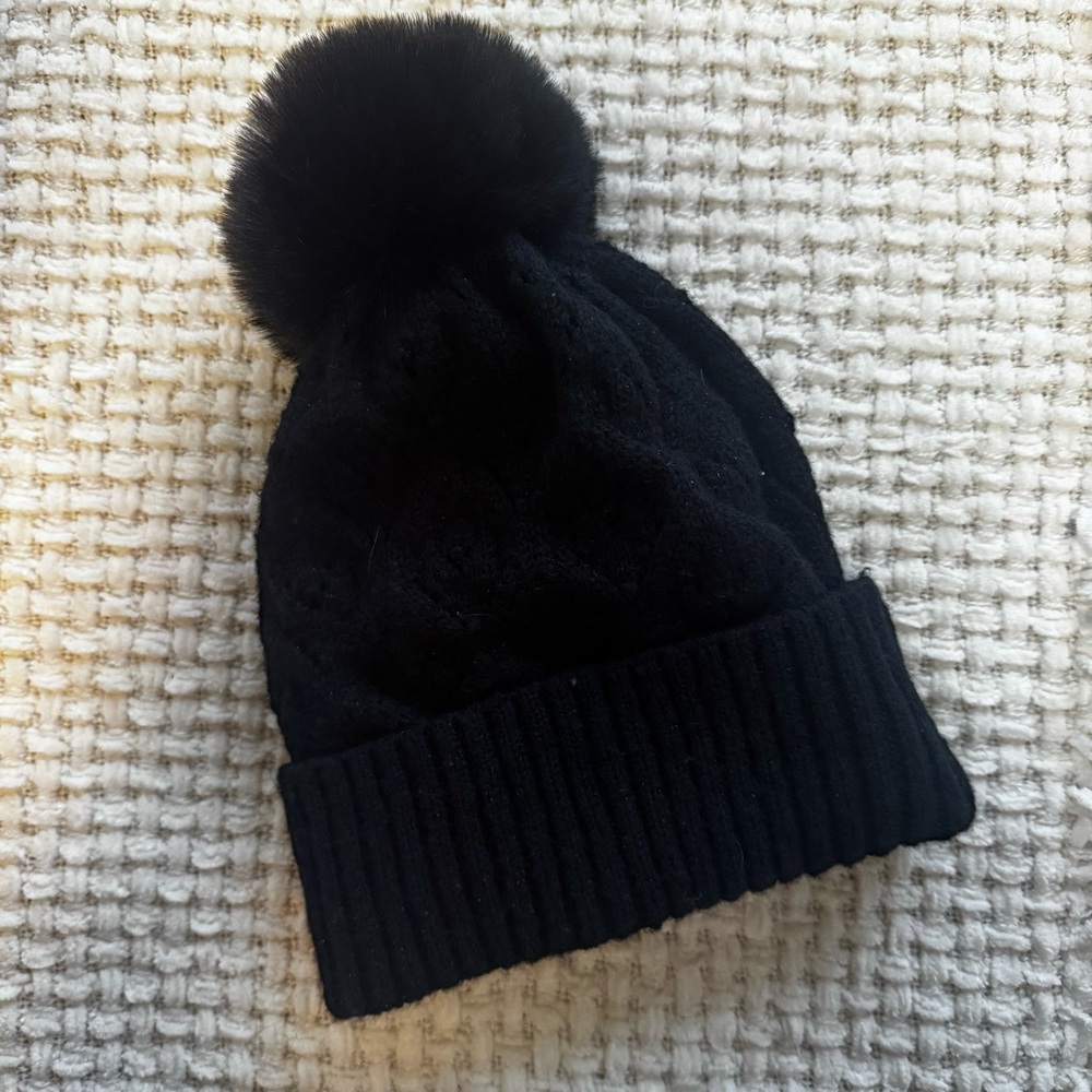 Cozy Black Pom-Pom Knit Beanie